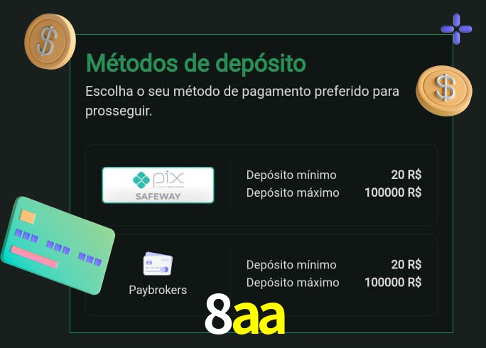 O cassino 8aa oferece uma grande variedade de métodos de pagamento